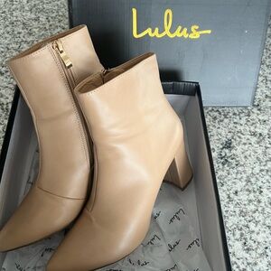 Sarai Light Nude Pointed-Toe Ankle Booties